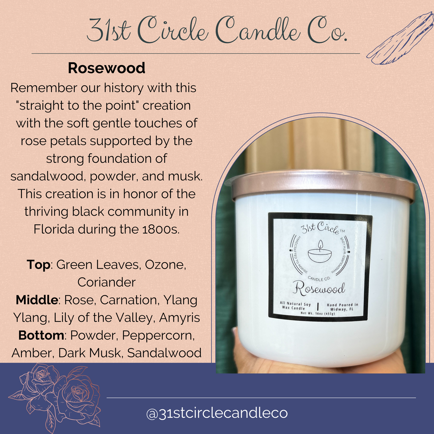 Rosewood-16oz candle